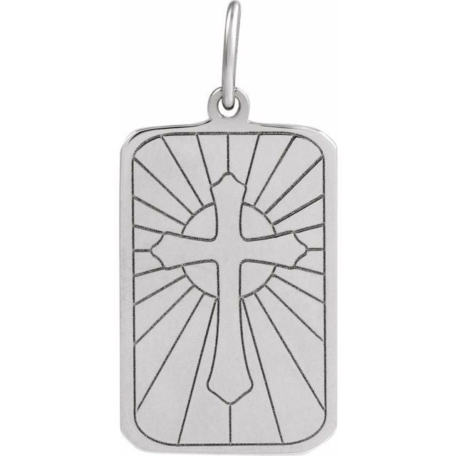 Sterling Silver Cross Dog Tag Pendant