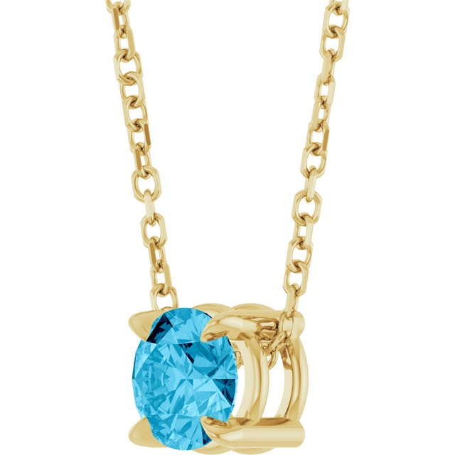 14K Yellow 5 mm Natural Aquamarine 16-18' Necklace