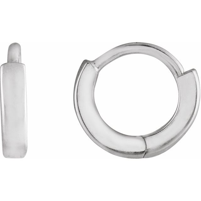 14K White Hinged 8 mm Hoop Earring