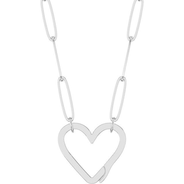 14K White Heart Charm 18' Necklace