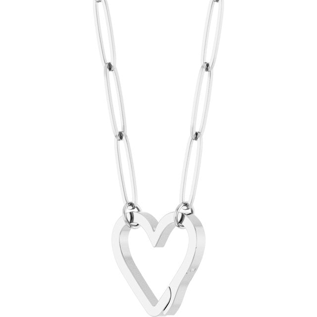 14K White Heart Charm 18' Necklace