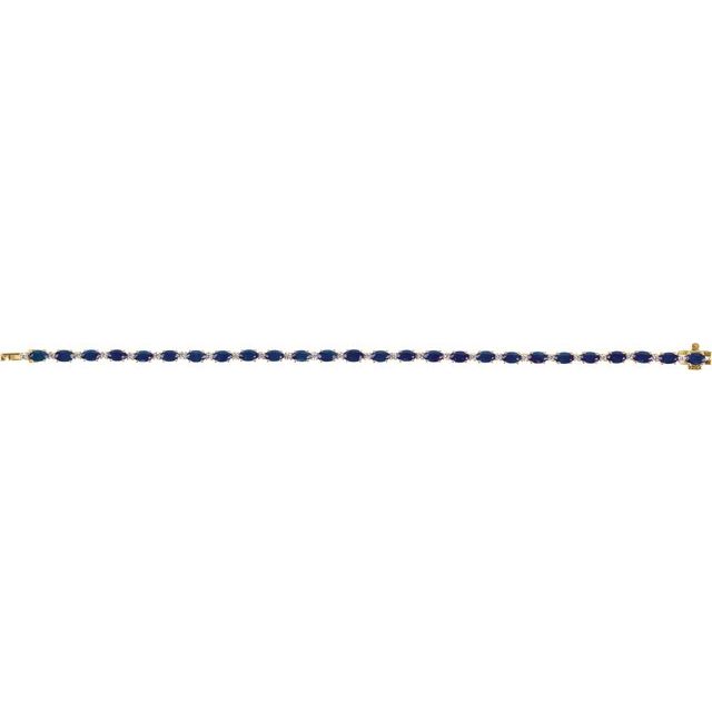 14K Yellow Lab-Grown Blue Sapphire & 5/8 CTW Lab-Grown Diamond Line 7' Bracelet