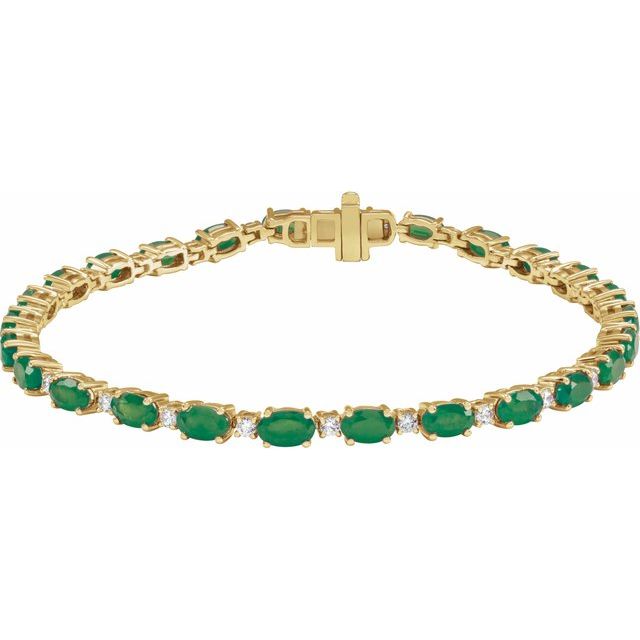 14K Yellow Lab-Grown Emerald & 5/8 CTW Lab-Grown Diamond Line 7' Bracelet