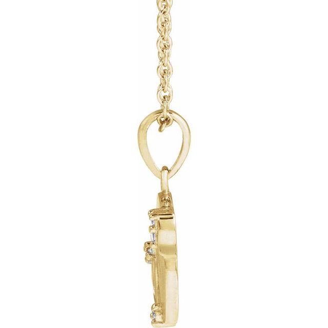 14K Yellow .025 CTW Natural Diamond Engravable Floral 18' Necklace