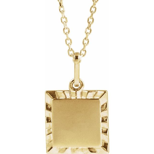 14K Yellow Engravable Square 16-18' Necklace
