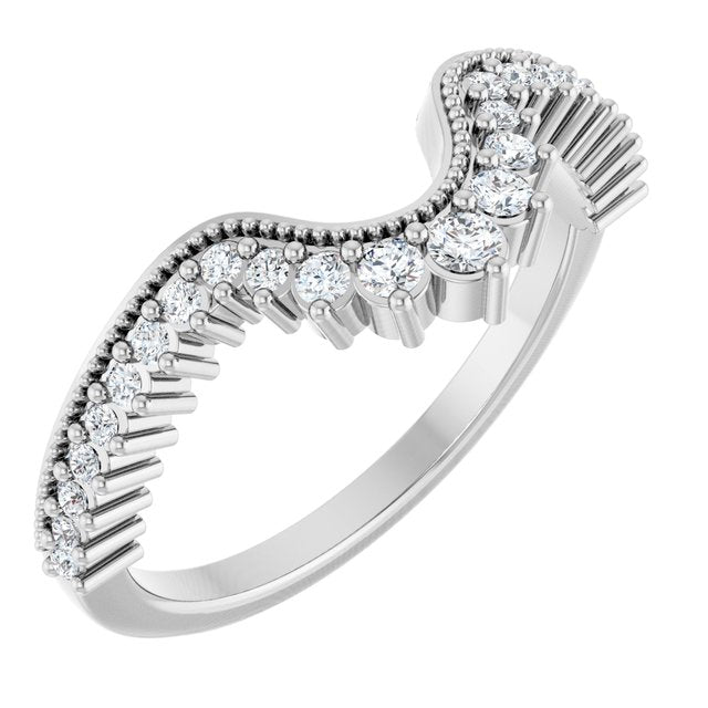 14K White 1/5 CTW Lab-Grown Diamond Contour Band
