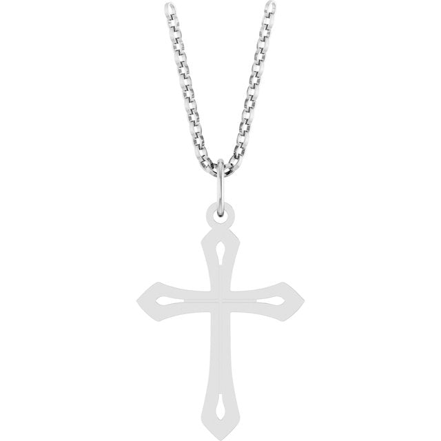 14K White Cross 18' Necklace
