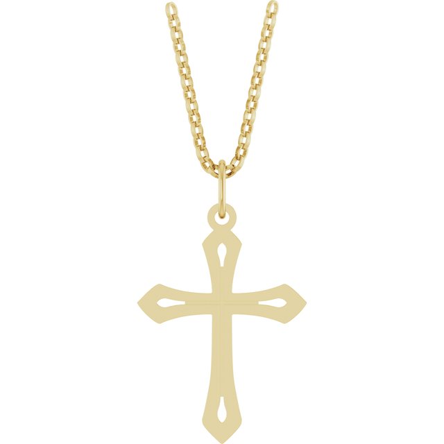 14K Yellow Cross 18' Necklace