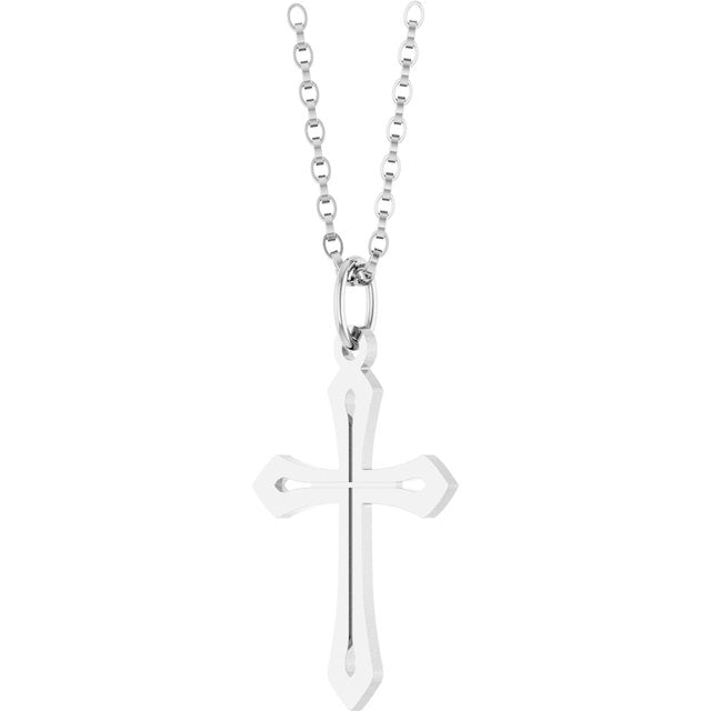 14K White Cross 18' Necklace