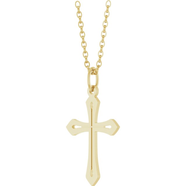 14K Yellow Cross 18' Necklace