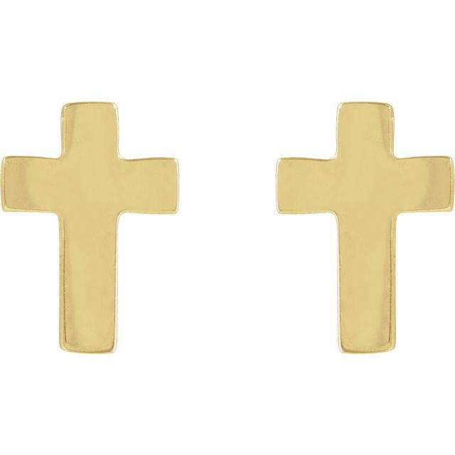14K Yellow 7x5 mm Cross Earrings