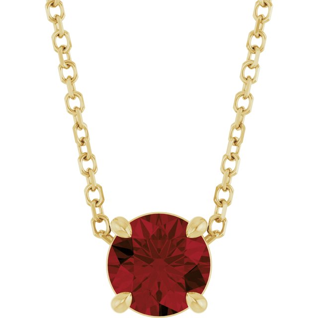 14K Yellow 5.5 mm Natural Mozambique Garnet 16-18' Necklace