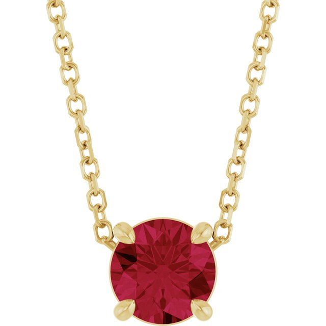 14K Yellow 5.5 mm Lab-Grown Ruby 16-18' Necklace