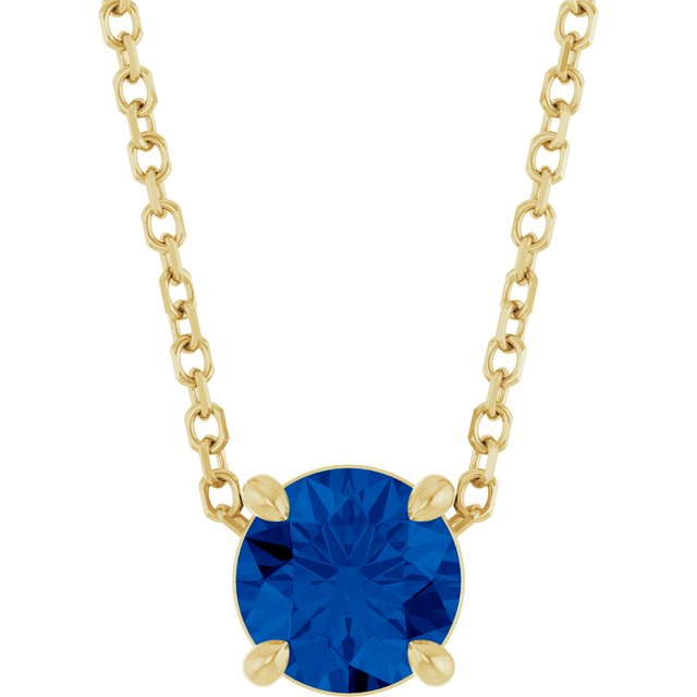 14K Yellow 5.5 mm Natural Blue Sapphire 16-18' Necklace