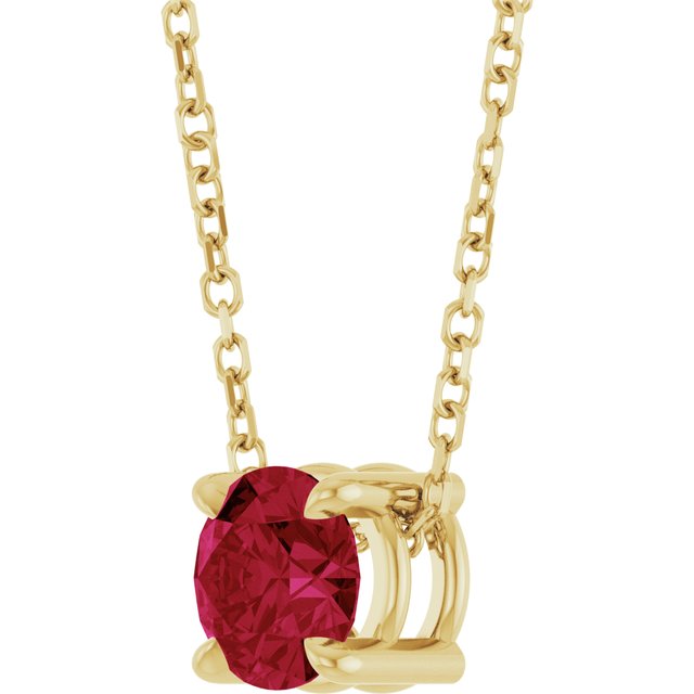 14K Yellow 5.5 mm Lab-Grown Ruby 16-18' Necklace