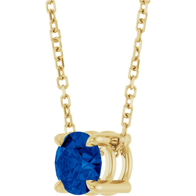 14K Yellow 5.5 mm Natural Blue Sapphire 16-18' Necklace