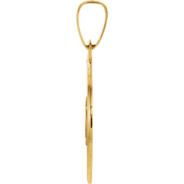 14K Yellow 15 mm Round Mazel Good Luck Medal