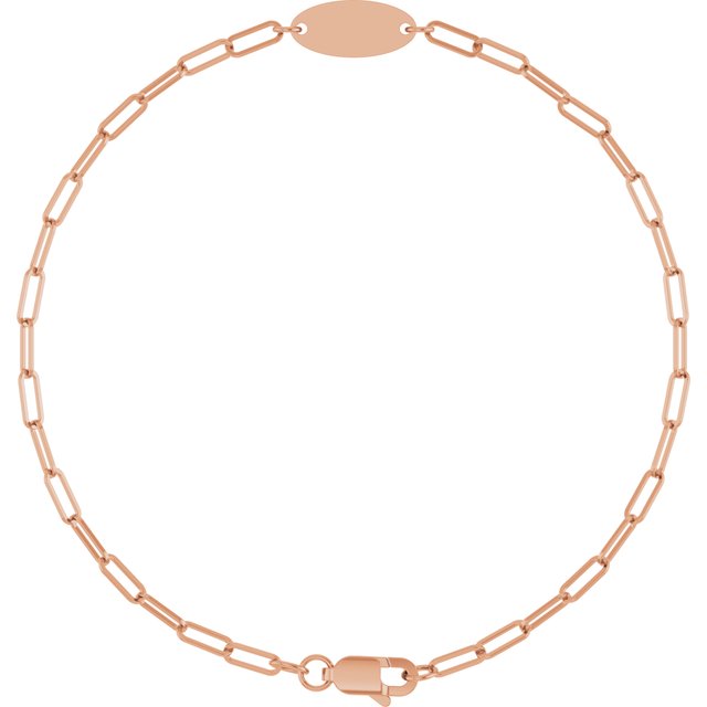 14K Rose Engravable Oval 7' Bracelet
