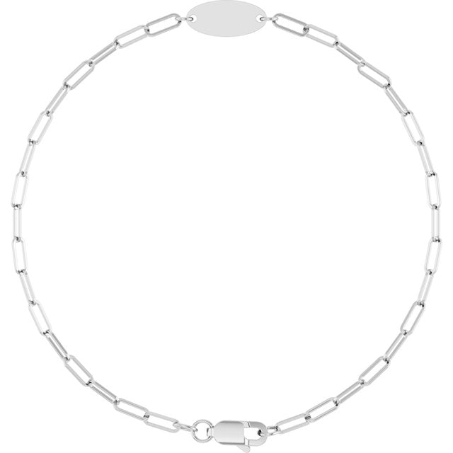 Sterling Silver Engravable Oval 7' Bracelet