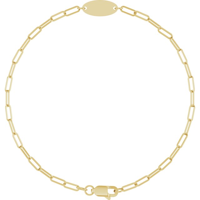 14K Yellow Engravable Oval 7' Bracelet