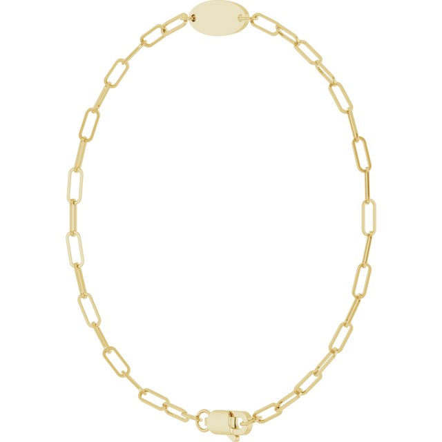 14K Yellow Engravable Oval 7' Bracelet