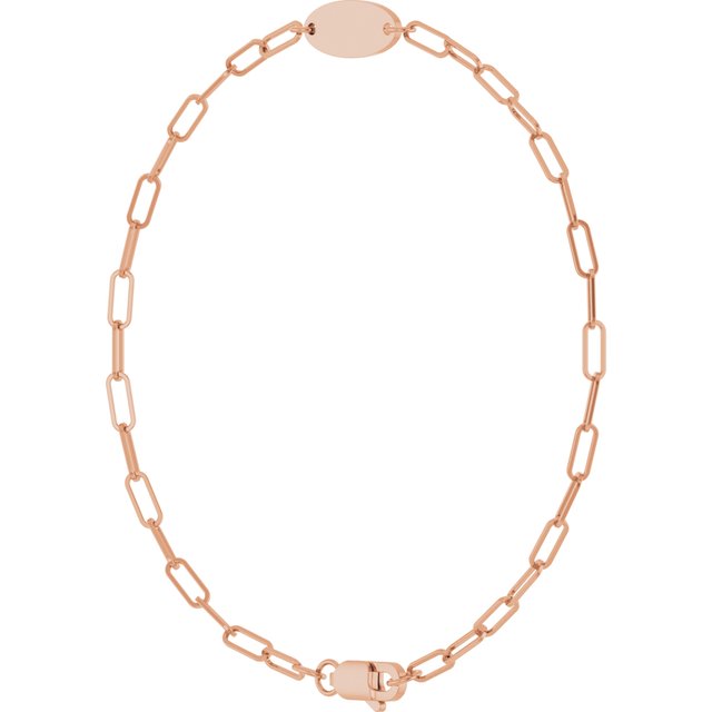 14K Rose Engravable Oval 7' Bracelet