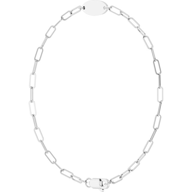 Sterling Silver Engravable Oval 7' Bracelet