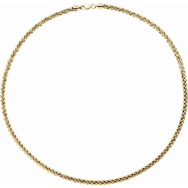 14K Yellow 3.25 mm Hollow Palma Wheat 18' Chain