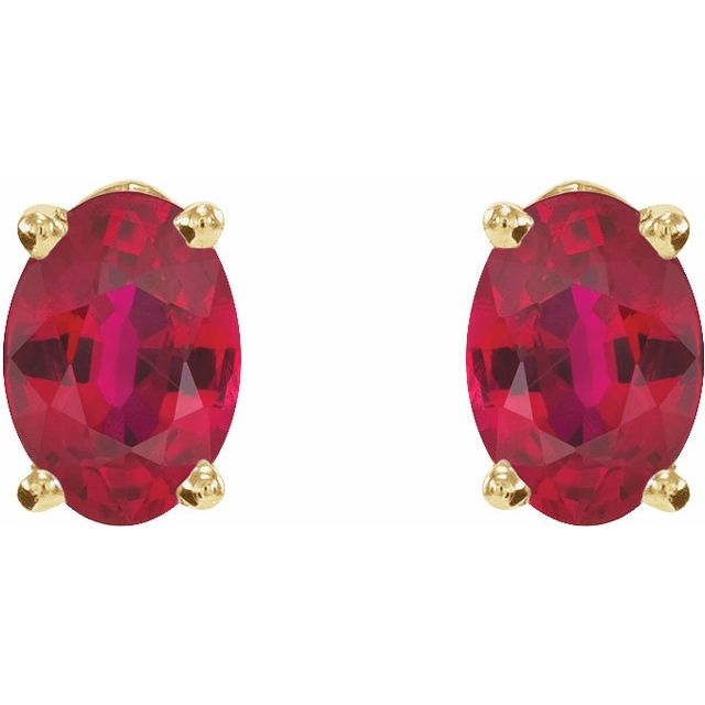 14K Yellow Lab-Grown Ruby Earrings