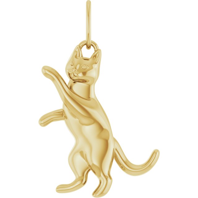 14K Yellow Cat Pendant