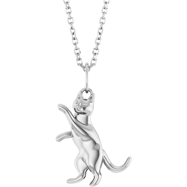 Sterling Silver Cat 16-18' Necklace