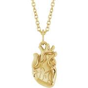 14K Yellow Anatomical Heart 16-18' Necklace