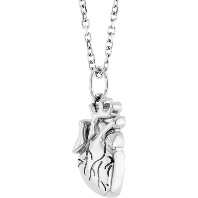 Sterling Silver Anatomical Heart 16-18' Necklace
