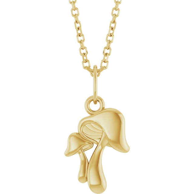 14K Yellow Mushroom 16-18' Necklace