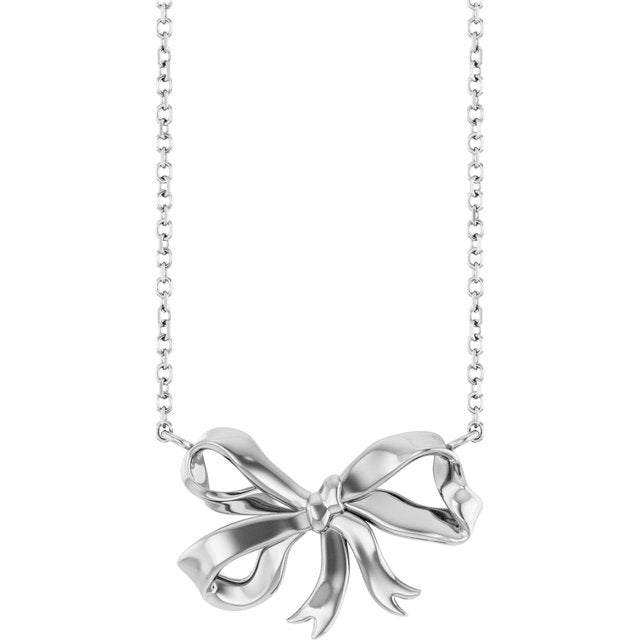 Sterling Silver Freeform Bow 16' Necklace