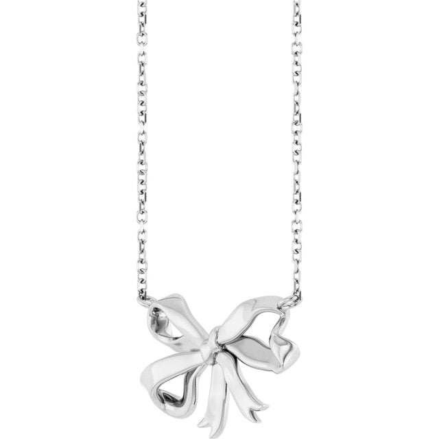 Sterling Silver Freeform Bow 16' Necklace