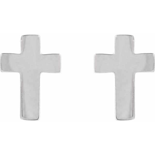 14K White 7x5 mm Cross Earrings