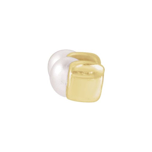 14K Yellow Cultured White Freshwater Pearl & .04 CTW Natural Diamond Bar Necklace Center