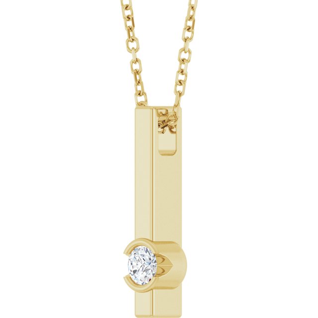 14K Yellow 1/10 Natural Diamond Bar 16-18' Necklace