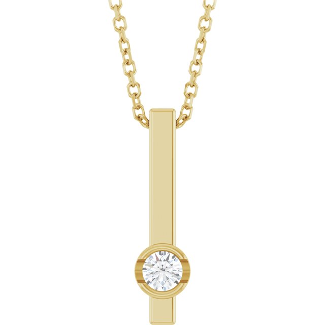 14K Yellow 1/10 Natural Diamond Bar 16-18' Necklace