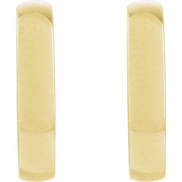 14K Yellow Elongated Domed 14 mm Hoop Earrings