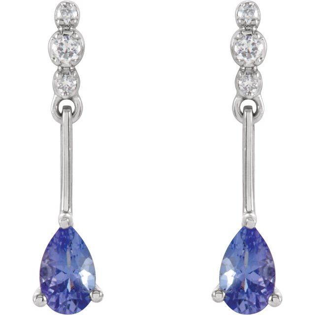 14K White Natural Tanzanite & .05 CTW Natural Diamond Earrings