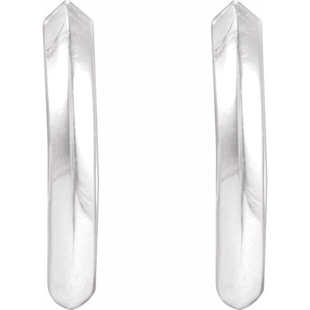 14k White Knife-edge Hinge 15 Mm Hoop Earrings