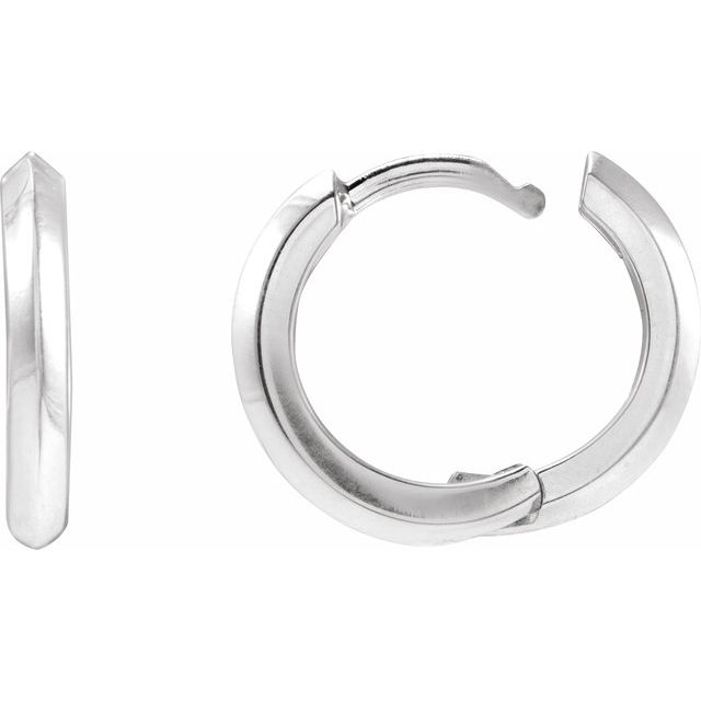 14k White Knife-edge Hinge 15 Mm Hoop Earring