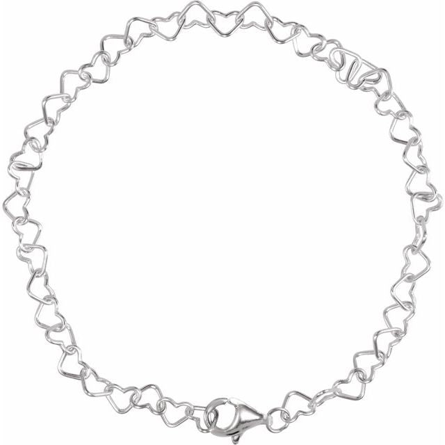 Sterling Silver 4.5 mm Heart 7 1/4' Chain