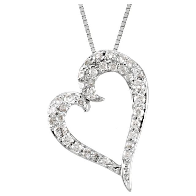 14K White 1/4 CTW Natural Diamond Heart 18' Necklace