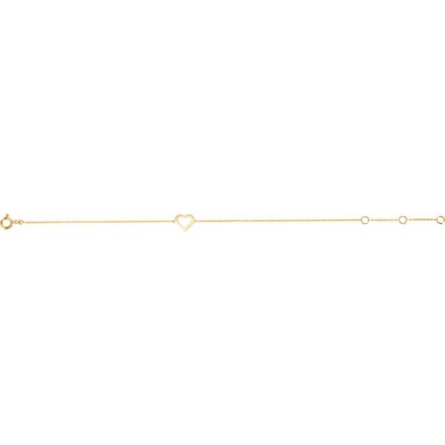 14K Yellow Heart 7' Bracelet