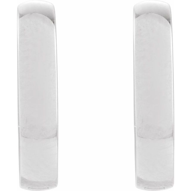 14K White Elongated Domed 14 mm Hoop Earrings