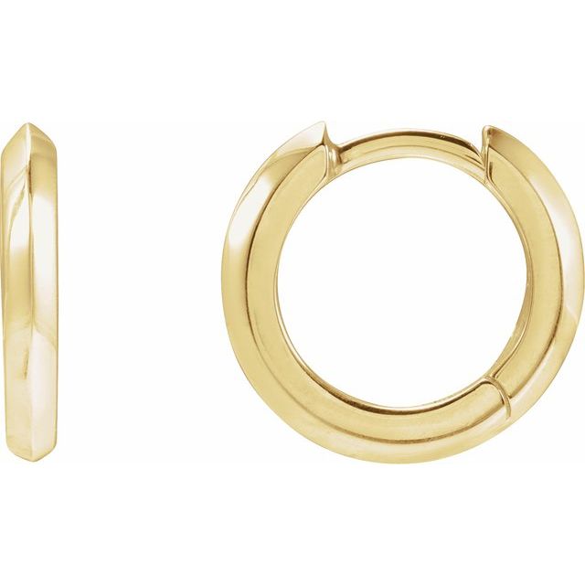 14K Yellow Knife-Edge Hinge 12.5 mm Hoop Earring