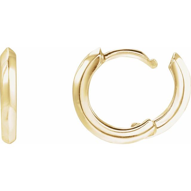 14K Yellow Knife-Edge Hinge 12.5 mm Hoop Earring